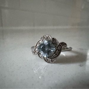 Sterling Silver 925 Ring with Aquamarine Stone